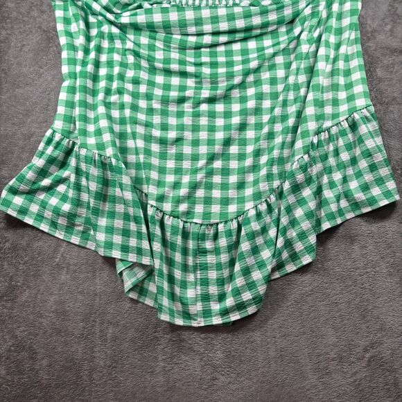 Cato Women Dress Gingham Ruffle Smocked Pockets Sundress Green White 18/20 J199 - Picture 3 of 13